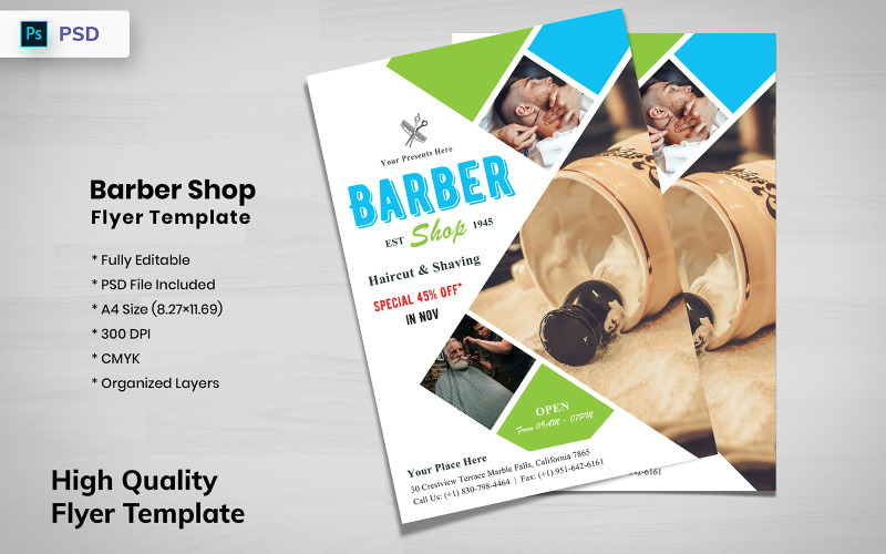 Sailboat - Barber Shop Flyer Design - Corporate Identity Template