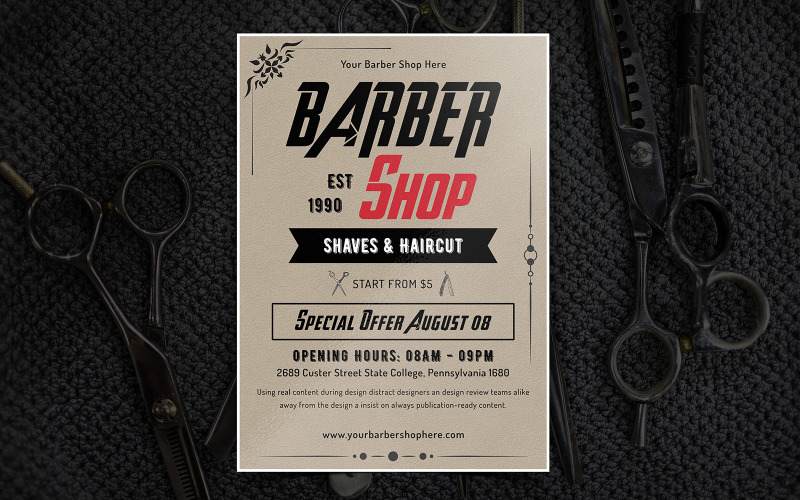 Shortcake - Barber Shop Flyer Design - Corporate Identity Template