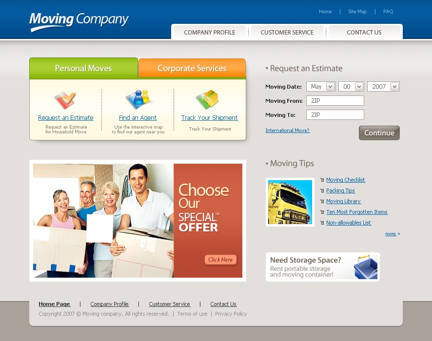 Moving Company Website Template #16151