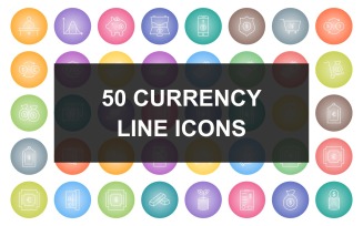 50 Currency Line Round Gradient Iconset