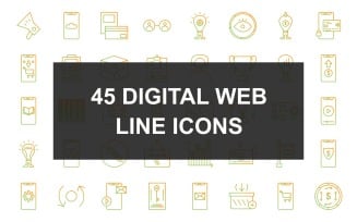 45 Digital Web Line Gradient Iconset