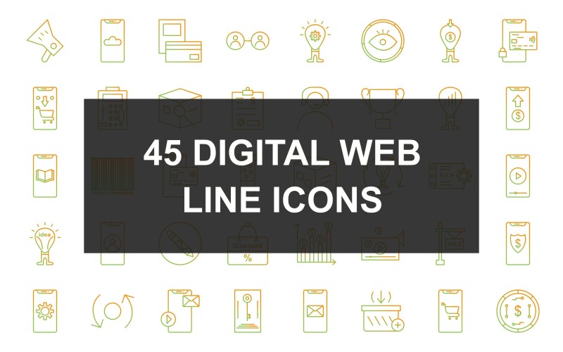 45 Digital Web Line Gradient Iconset Icon Set