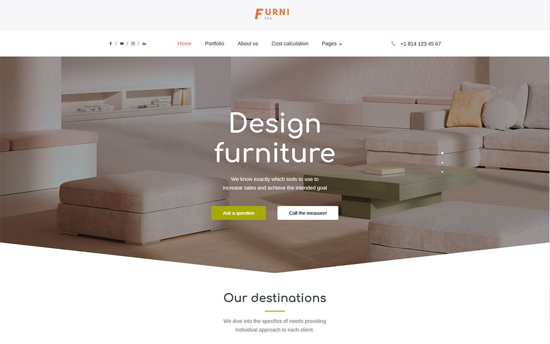 Furnitex - furniture design and manufacturer WordPress Theme WordPress sablon 161035