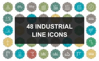 48 Industrial Process Line Multicolor Background Icon set
