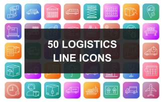 50 Logistics Line Square Round Gradient Iconset