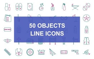 50 Objects Line Two Color Iconset
