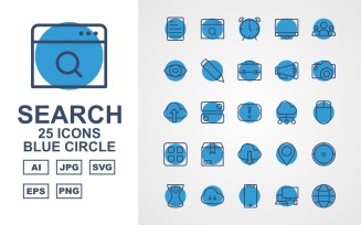 25 Premium Search Engine Optimization (SEO) Blue Circle Pack Iconset