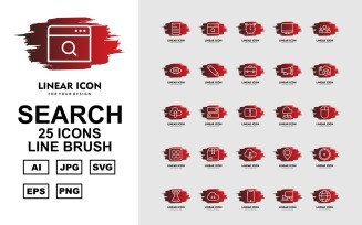 25 Premium Search Engine Optimization (SEO) Line Brush Pack Iconset