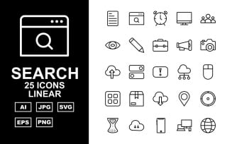 25 Premium Search Engine Optimization (SEO) Linear Pack Iconset