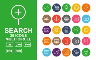 25 Premium Search Engine Optimization (SEO) Multi Circle Iconset