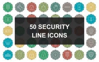 50 Security Line Multicolor Background Iconset