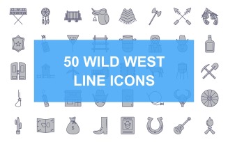 50 Wild West Line Filled Iconset