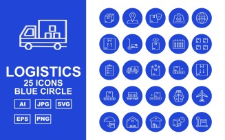 25 Premium Logistics Blue Circle Iconset