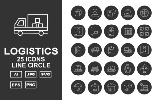 25 Premium Logistics Line Circle Iconset