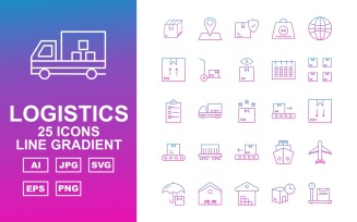 25 Premium Logistics Line Gradient Iconset