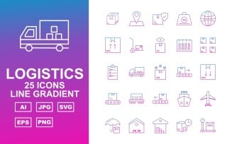 25 Premium Logistics Line Gradient Iconset