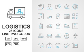 25 Premium Logistics Line Two Color Iconset