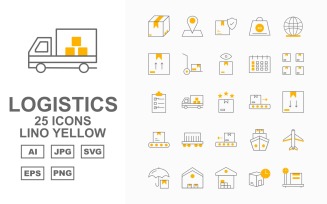 25 Premium Logistics Lino Yellow Iconset
