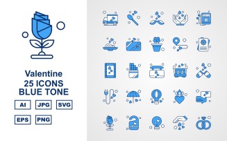 25 Premium Valentine Blue Tone Iconset