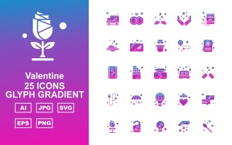 25 Premium Valentine Glyph Gradient Iconset