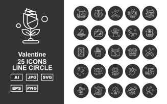 25 Premium Valentine Line Circle Iconset