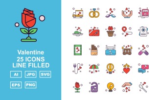 25 Premium Valentine Line Two Color Iconset