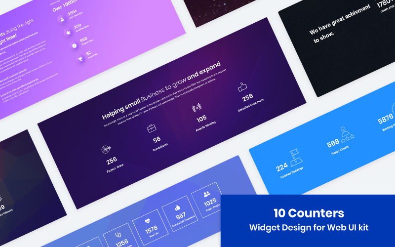 10 Counters Widget Design for Web-UI Kit UI Element