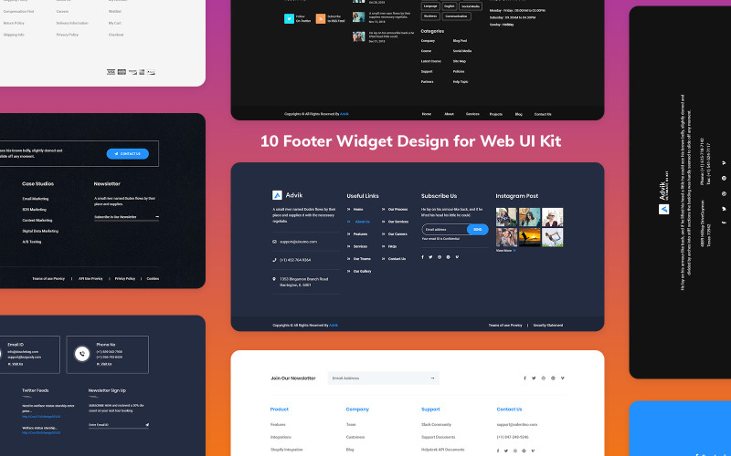 10 Footer Widget Design for Web-UI Kit UI Element