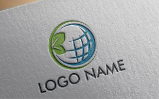 Green World flat Logo Template