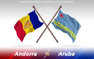 Andorra versus Aruba Two Countries Flags - Illustration