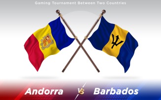 Andorra versus Barbados Two Countries Flags - Illustration