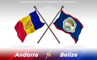 Andorra versus Belize Two Countries Flags - Illustration