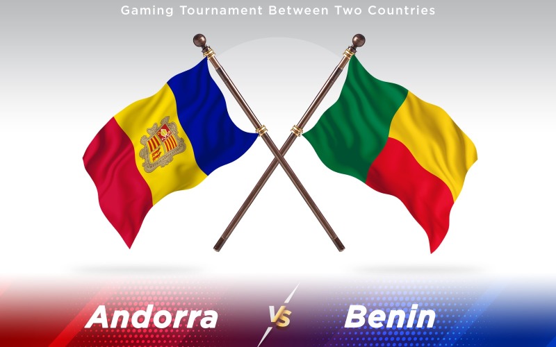 Andorra versus Benin Two Countries Flags - Illustration