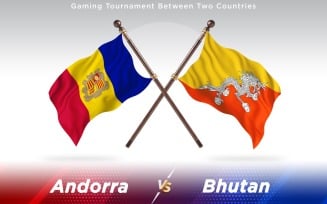 Andorra versus Bhutan Two Countries Flags - Illustration