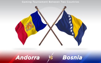 Andorra versus Bosnia Two Countries Flags - Illustration