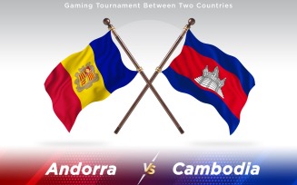Andorra versus Cambodia Two Countries Flags - Illustration
