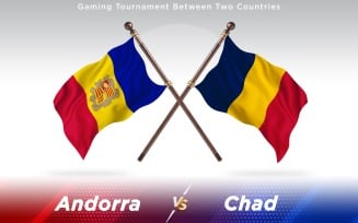 Andorra versus Chad Two Countries Flags - Illustration