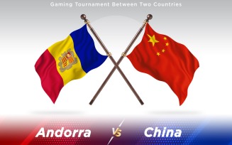 Andorra versus China Two Countries Flags - Illustration