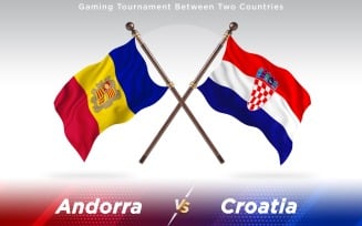 Andorra versus Croatia Two Countries Flags - Illustration