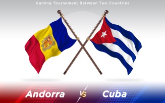 Andorra versus Cuba Two Countries Flags - Illustration