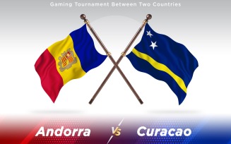 Andorra versus Curacao Two Countries Flags - Illustration