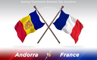 Andorra versus France Two Countries Flags - Illustration