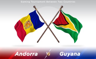 Andorra versus Guyana Two Countries Flags - Illustration