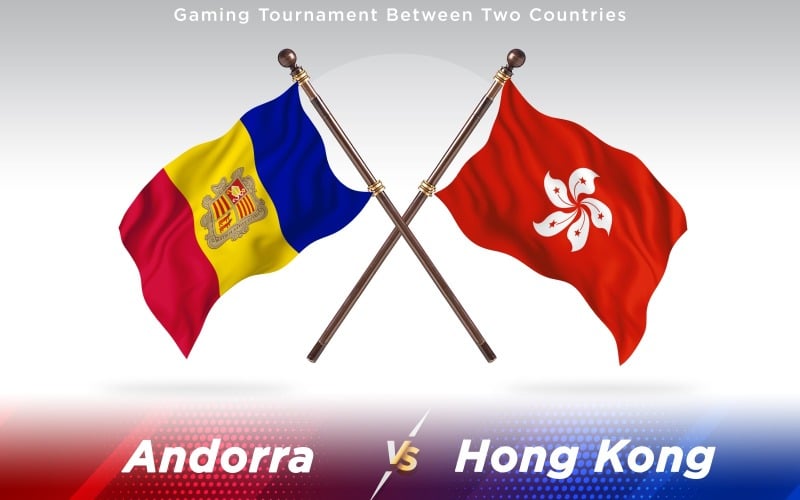 Andorra versus Hong Kong Two Countries Flags - Illustration
