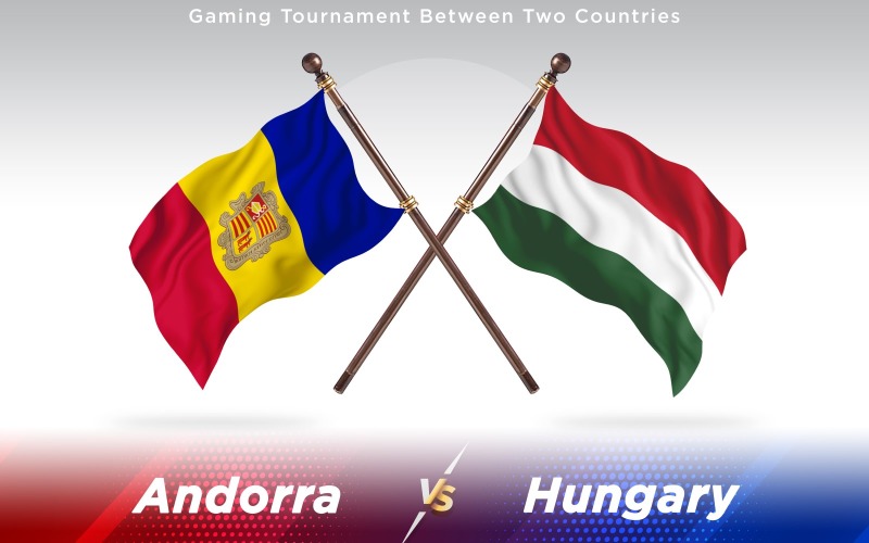 Andorra versus Hungary Two Countries Flags - Illustration