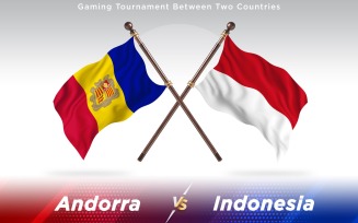 Andorra versus Indonesia Two Countries Flags - Illustration