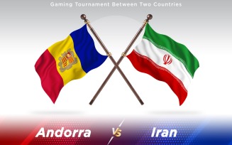 Andorra versus Iran Two Countries Flags - Illustration
