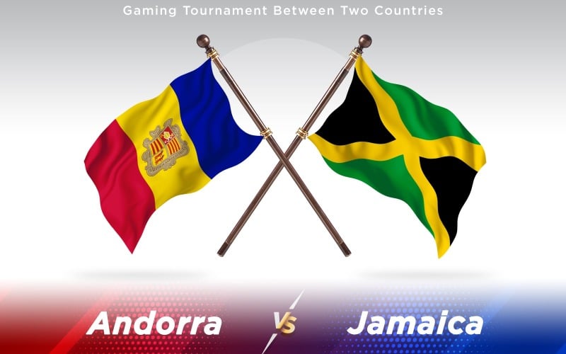 Andorra versus Jamaica Two Countries Flags - Illustration