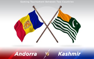 Andorra versus Kashmir Two Countries Flags - Illustration