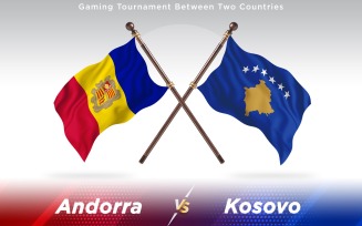 Andorra versus Kosovo Two Countries Flags - Illustration